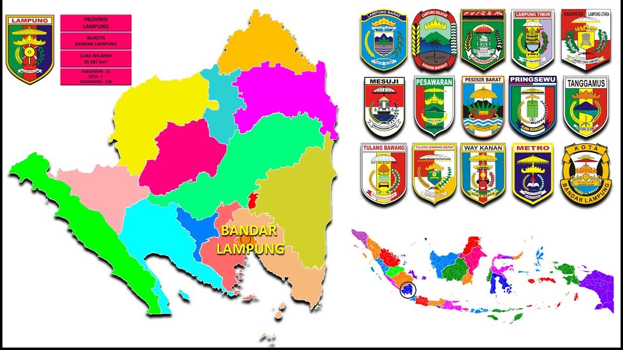 #10 peta indonesia, provinsi lampung (kabupaten, kota dan kecamatan